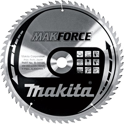 Диск пильный по дереву Makita MAKForce 355x30 мм 60Т  фото