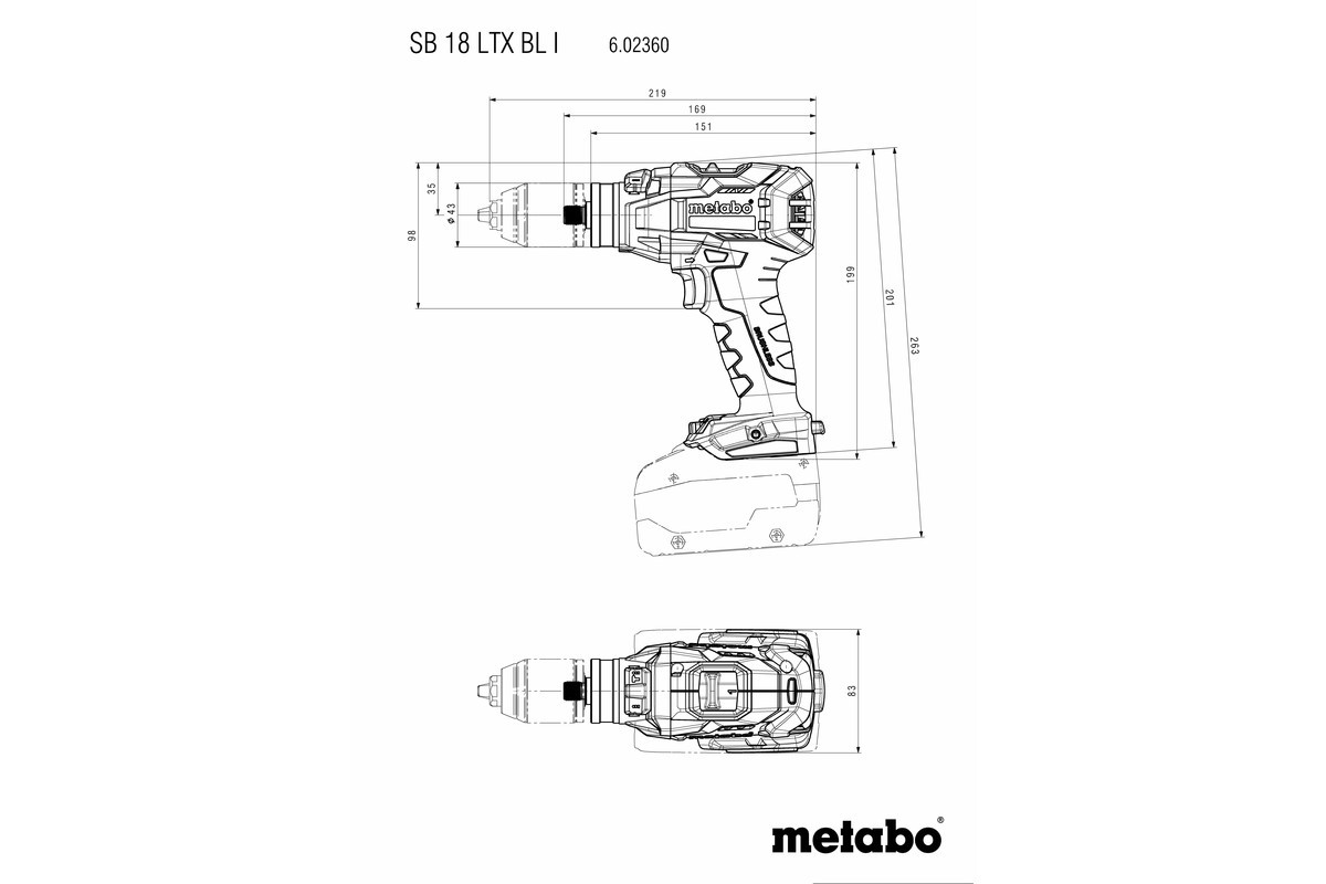 Акумуляторний дриль Metabo без батареї