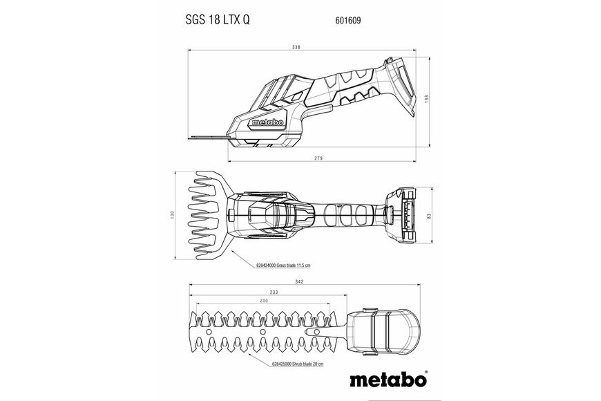 Аккумуляторный кусторез Metabo SGS 18 LTX Q (Без АКБ) (601609850)  фото