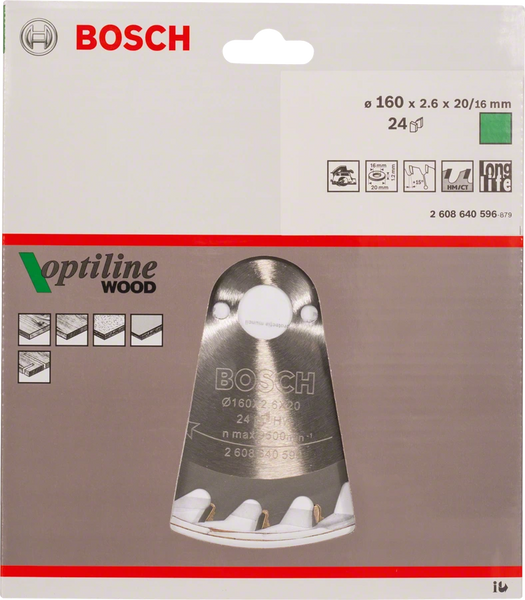Пильний диск Bosch OPTILINE WOOD 160х20 (2608640596) } фото
