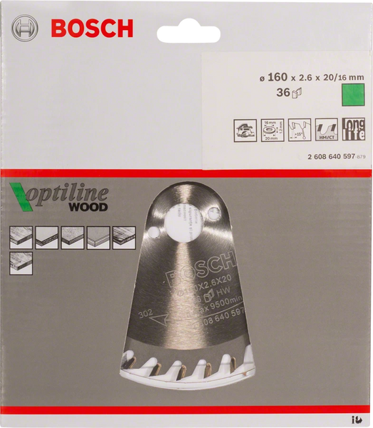 Пильний диск Bosch OPTILINE WOOD 160х16 (2608640597) } фото