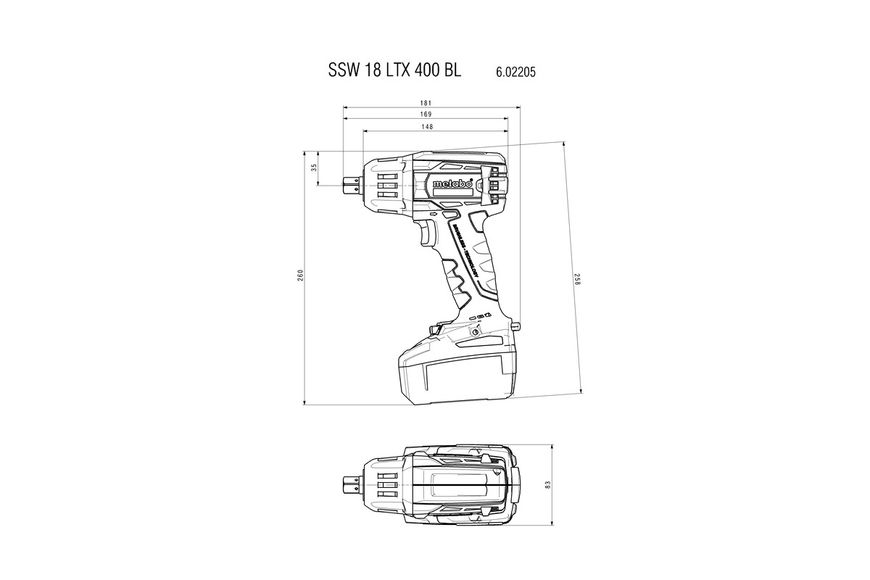 Аккумуляторный ударный гайковерт Metabo SSW 18 LTX 400 BL (602205500)  фото
