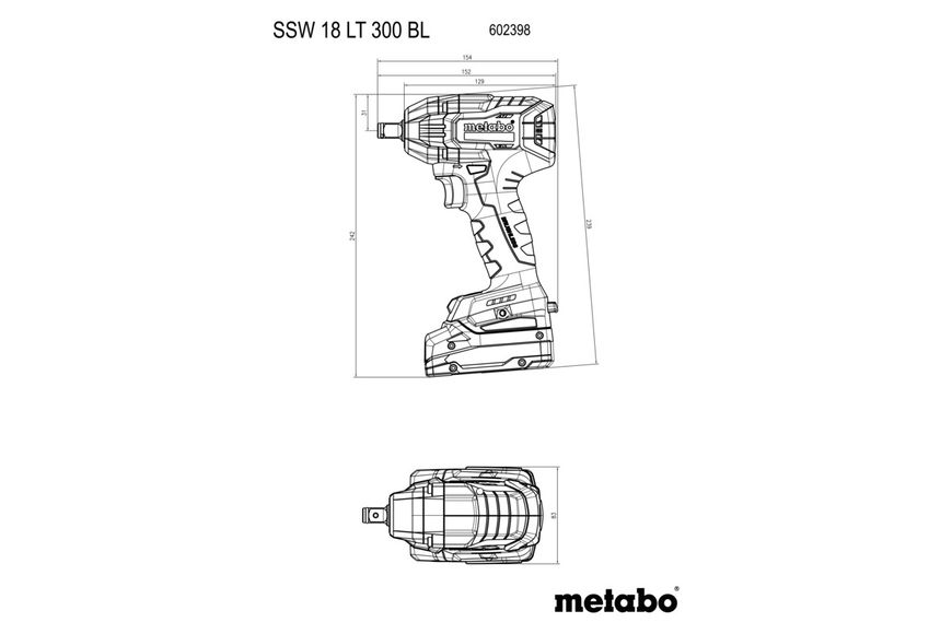 Аккумуляторный ударный гайковерт Metabo SSW 18 LT 300 BL (Без АКБ) (602398850)  фото