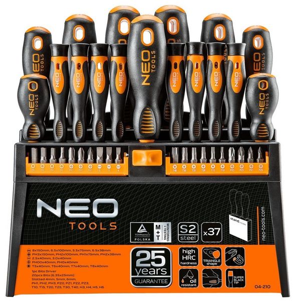 Набор отверток NEO Tools 04-210 (37 шт)  фото
