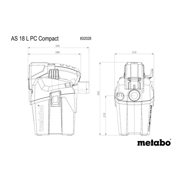 Аккумуляторный пылесос Metabo AS 18 L PC Compact (без АКБ) (602028850)  фото