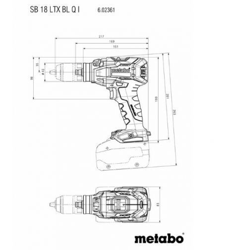 Аккумуляторный ударный шуруповерт Metabo SB 18 L BL (2x2.0 Ач) (602361650)  фото