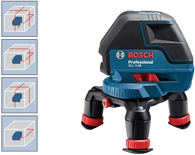 Лазерний нівелір Bosch GLL 3-50 Professional + BM1 + LR 2 + L-BOXX (10 м, з приймачем - 50 м) (0601063803) } фото