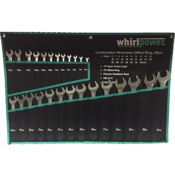 Набор комбинированных ключей Whirlpower 6-32 мм 26 шт в чехле (223238)  фото